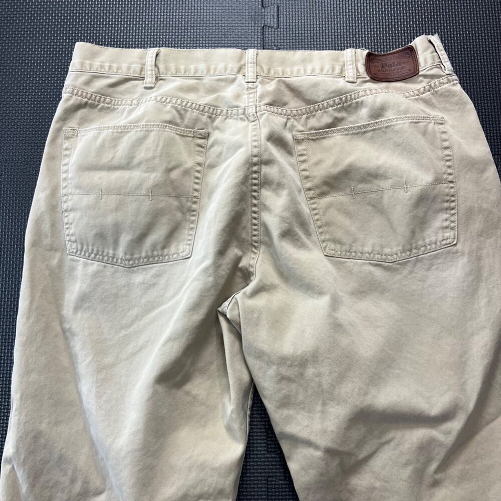Polo Ralph Lauren Mens Khaki Beige Chino Pants 38x32 Classic Fit Cotton Casual T - Picture 3 of 5